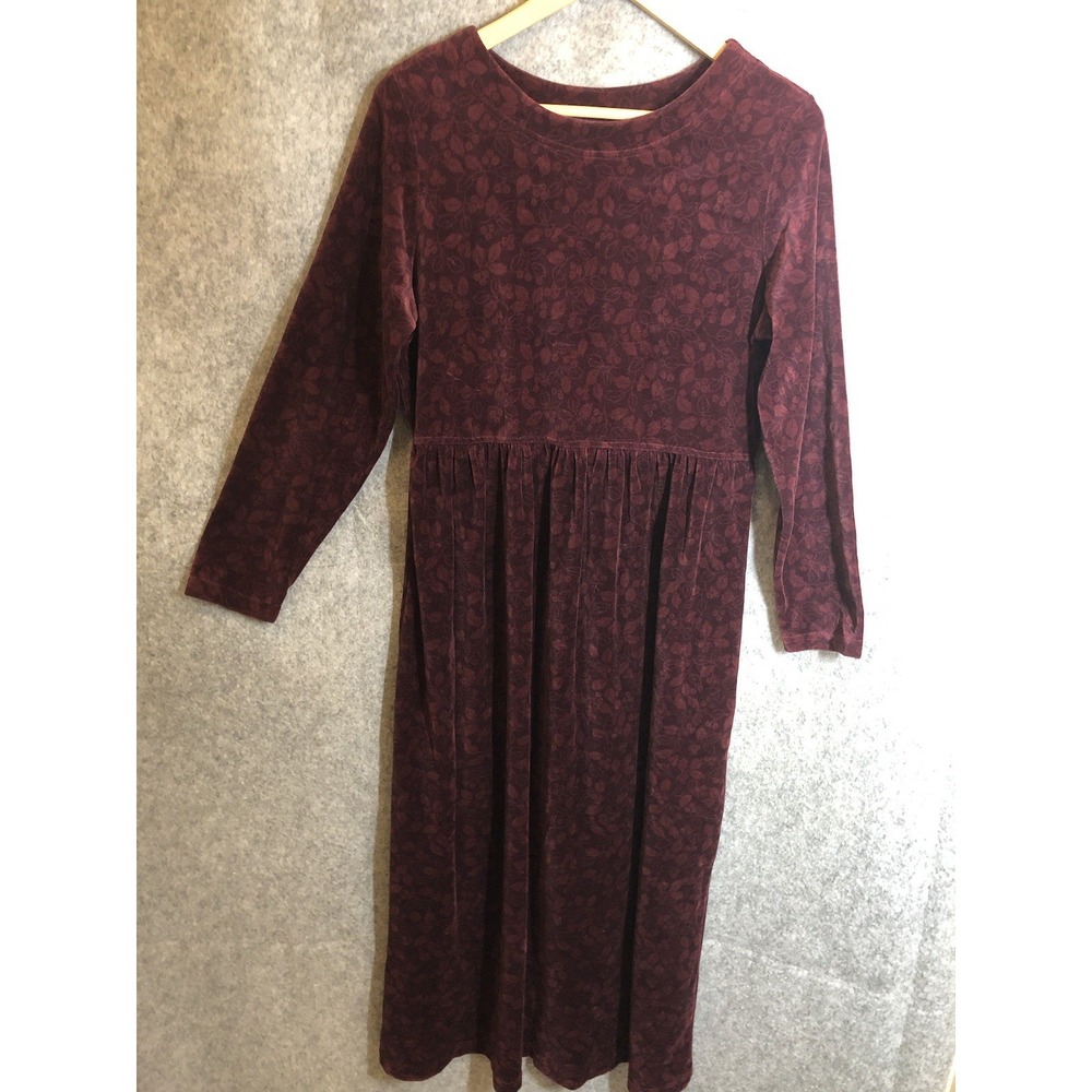 Vintage L.L. Bean Dress Womens 10P Purple Maroon Red Velvet Career Classic